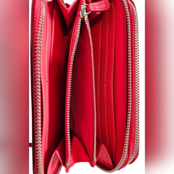 Coach Red Leather Wallet/Wristlet Dual Zipper With Coin Slot, Awesome Condition! - Picture 9 of 12